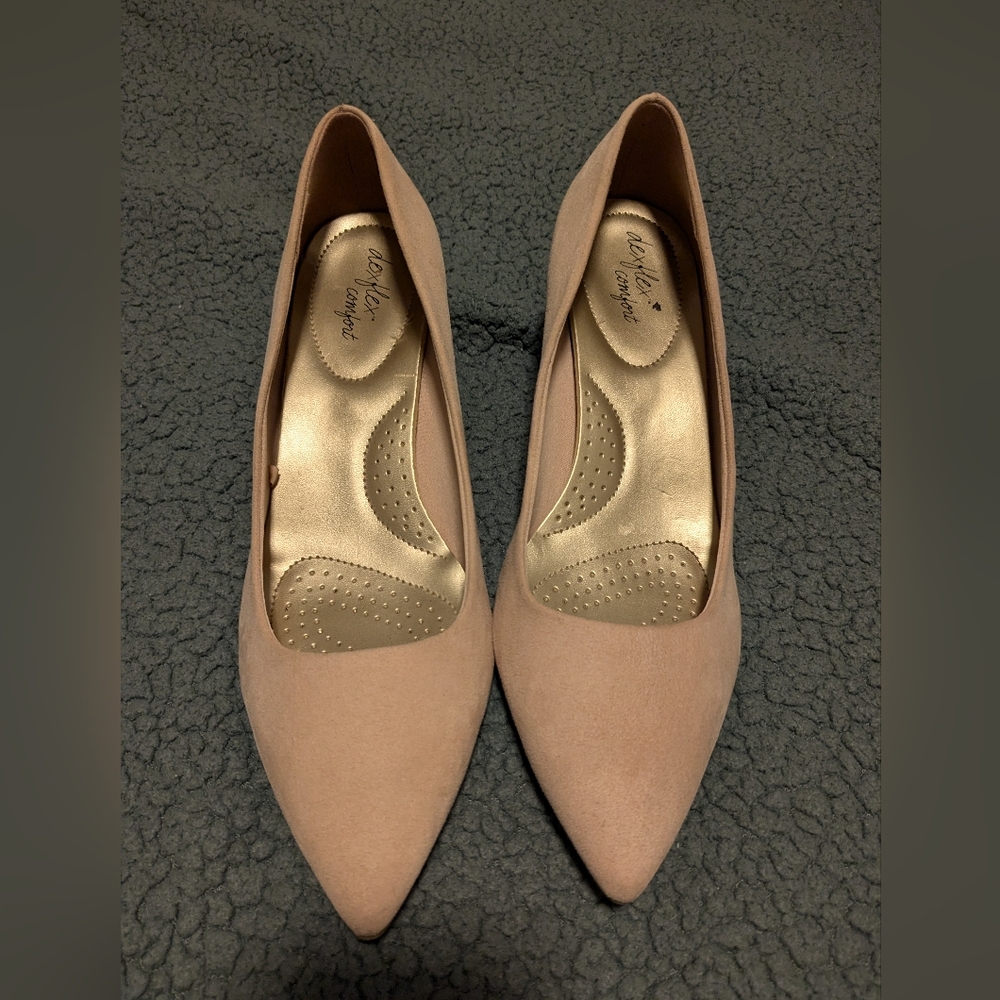 Pink Suede Kitten Heels